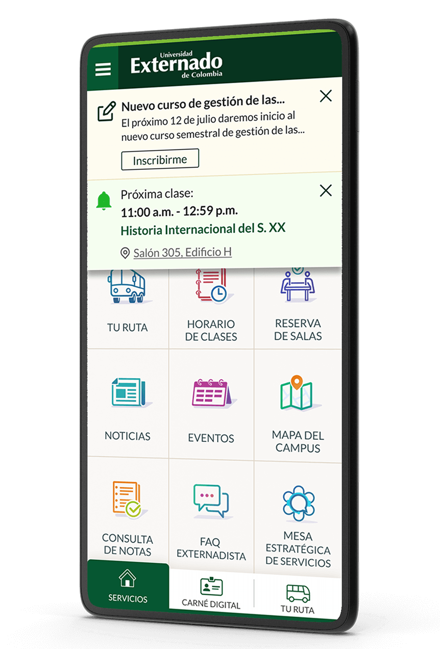 Solucion Sitio web APP UNIVERSIDAD EXTERNADO DE COLOMBIA