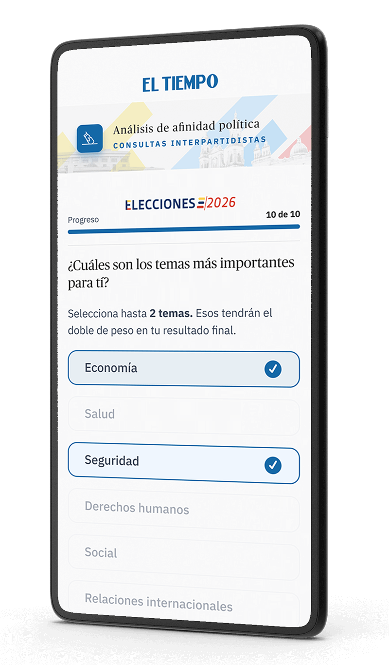 Vista de las preguntas en la aplicación web Elecciones El Tiempo 2026