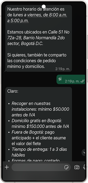 Agente comercial de Veyalthi en WhatsApp